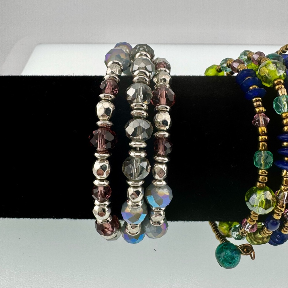 4 Wrap Elegant Beaded Bracelet Set Crystal, Glass, Acrylic - Picture 2 of 10